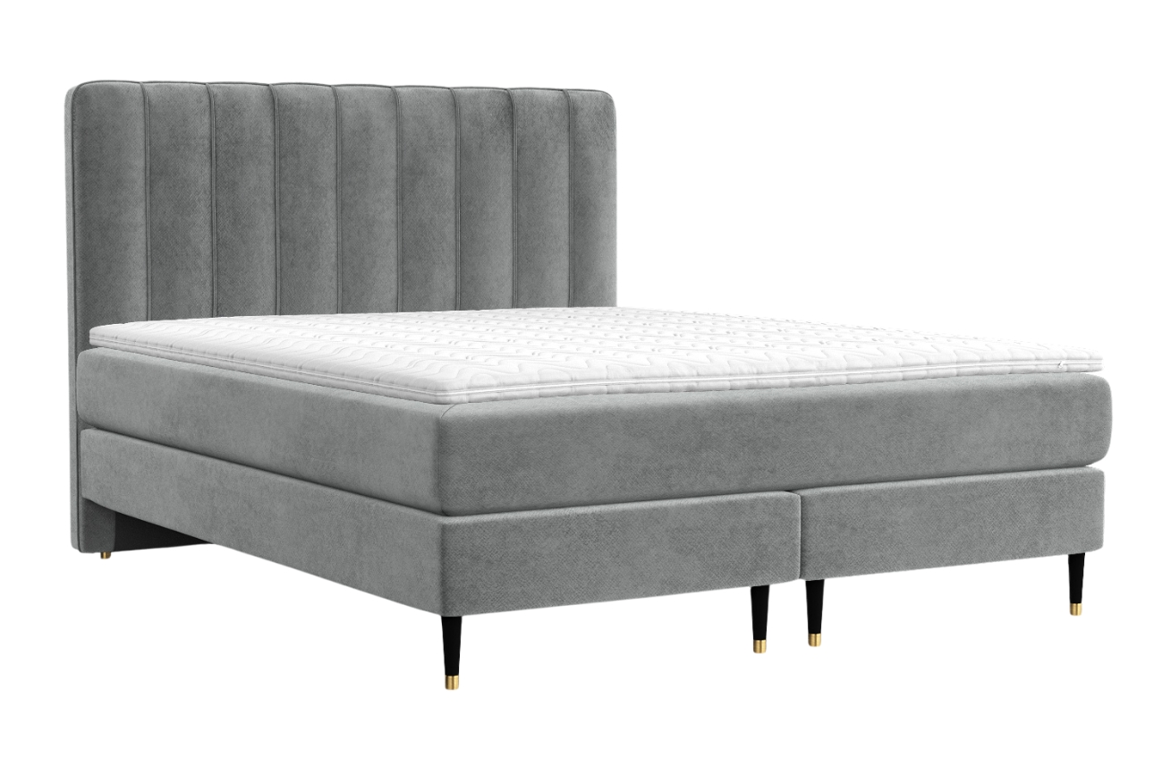 Maison de Rêve Šedá sametová postel boxspring KOBBE 160 x 200 cm