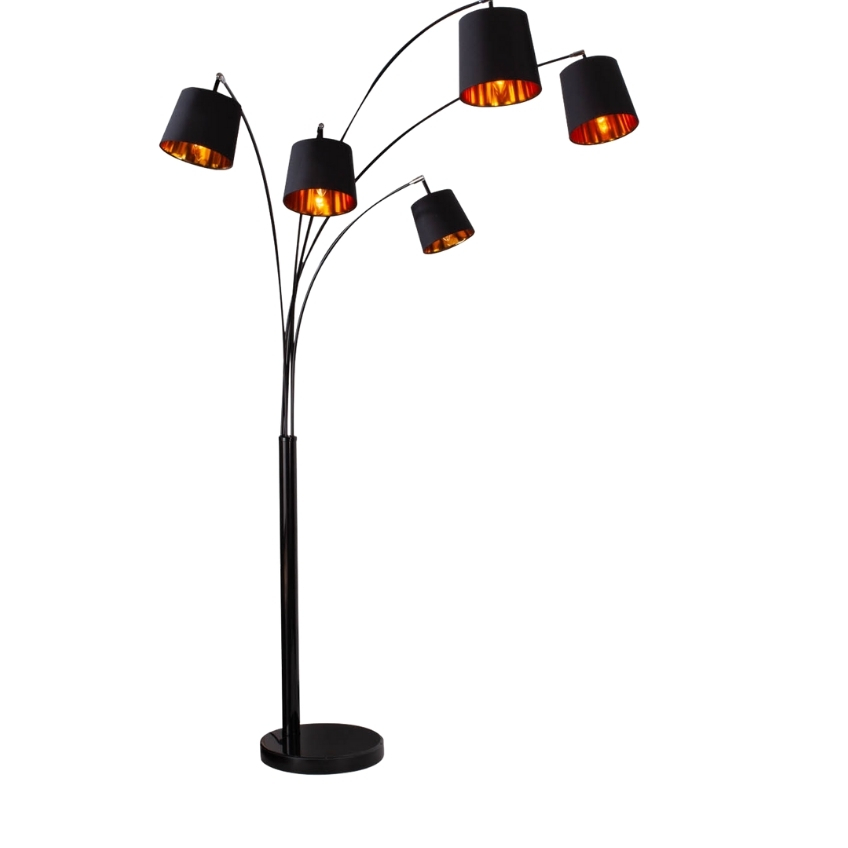 Moebel Living Černá kovová stojací lampa Malcolm 202 cm