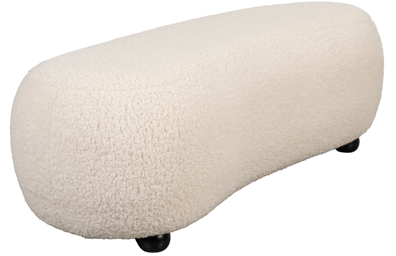 White Label Bílá bouclé lavice WLL NOXX 120 cm